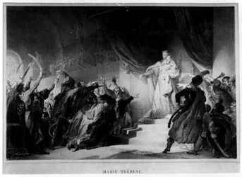 Maria Theresa (1717-80) Presenteert Haar Zoon aan de Hongaren, gegraveerd door Theophile, gedrukt door Lemercier
